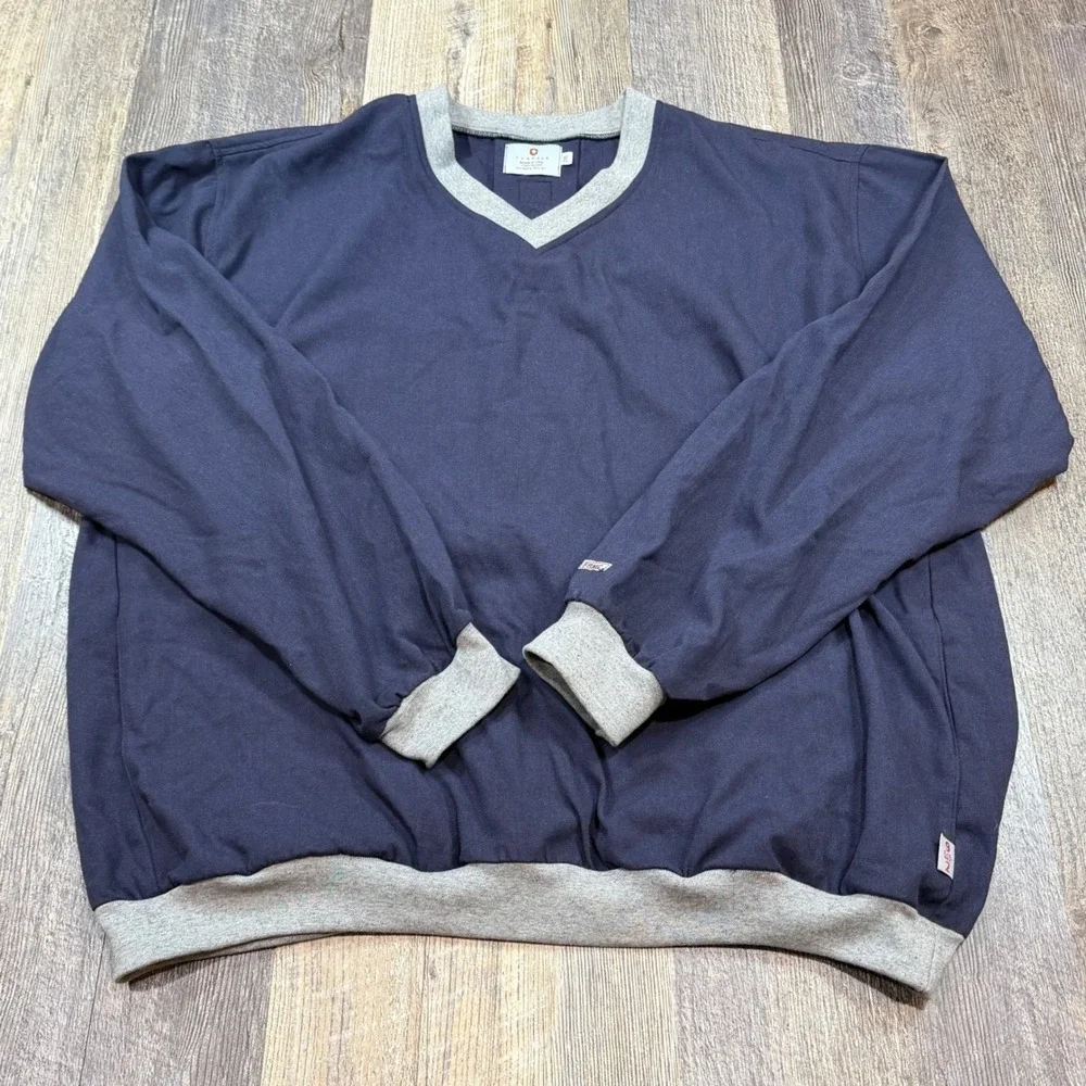 Tyndale FR Flame Resistant Navy Blue V-Neck Sweatshirt Mens 2XL HRC 2 USA